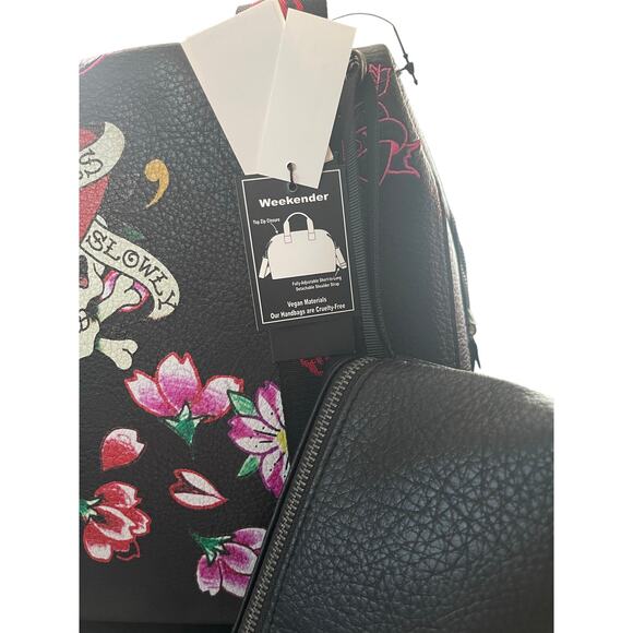 NWT Y2K Ed Hardy Love Kills Slowly Weekender Overnight Travel tote skull flowers - Picture 7 of 10